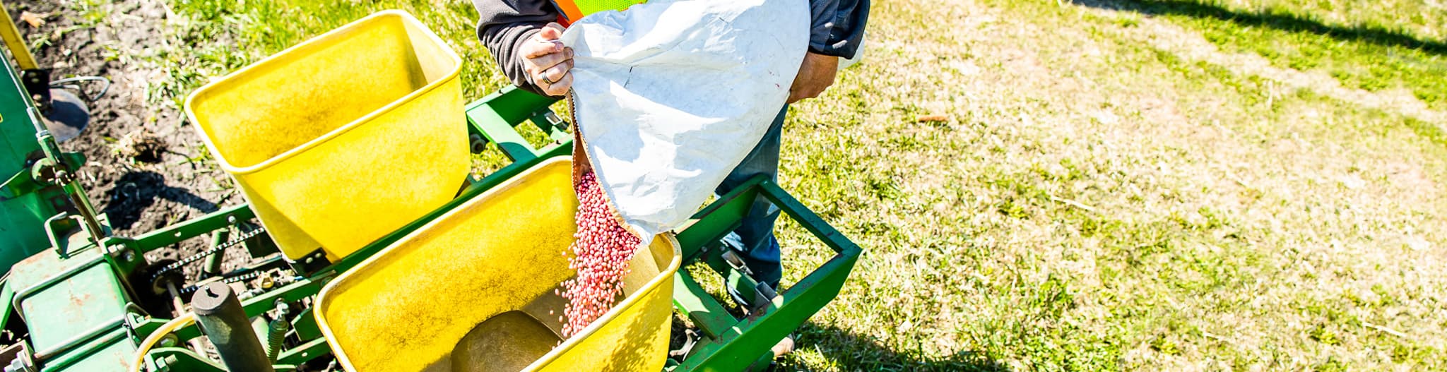 Seed going into a planter