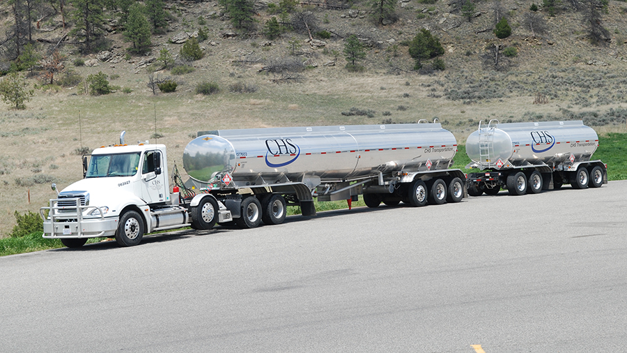 Semi driving down the road