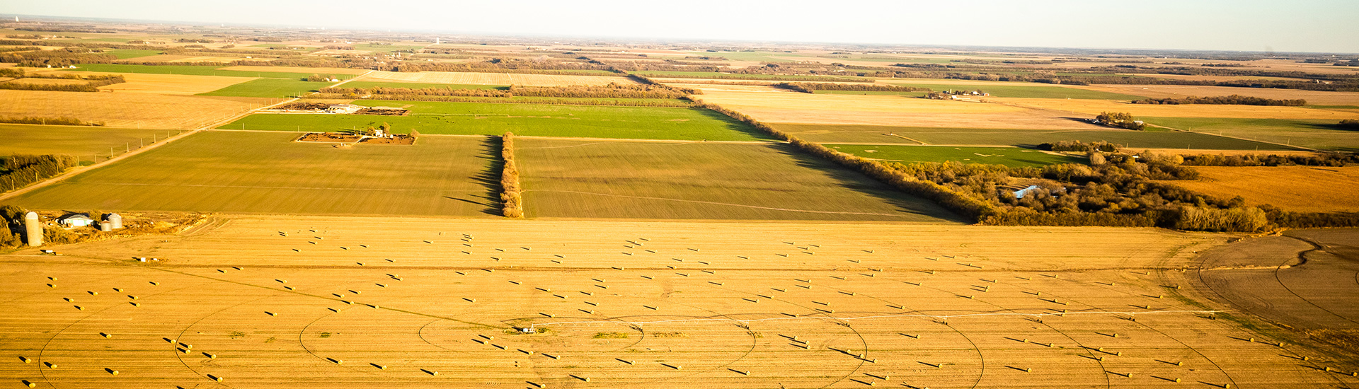 Aerial view of fields in rural Kansas